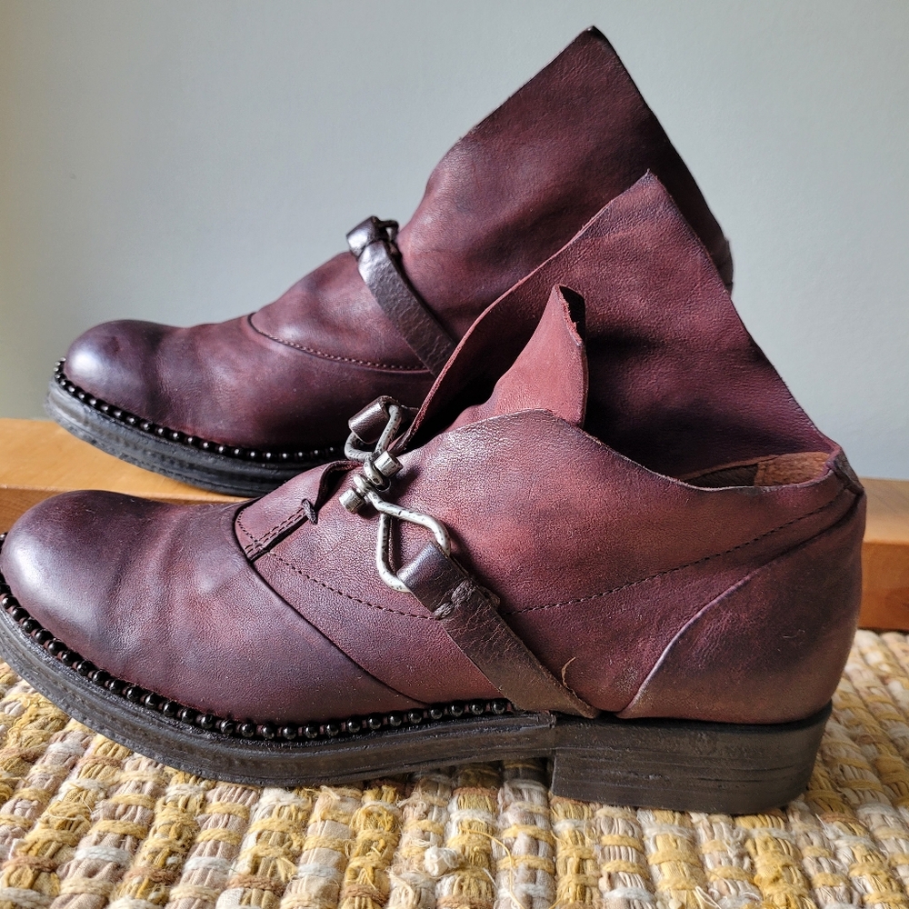 Brown Leather AS 98 Boots with Distressed Finish 37/6.5